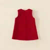 Vestidos de menina 2024 celebração de inverno festa meninas natal vestido vermelho arco colete ano saudação 1-8t