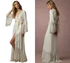 Accessories Ivory Bathrobe Hot Selling Long Sleeves Robe For Bride and Bridesmaids Lace Soft Chiffon Satin Womens' Sleepwear With Sash Size M