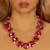 Pendentif Colliers Mode Bling Strass Rouge Rond Collier Ras Du Cou Pour Femmes Cristal De Mariage Déclaration Bijoux Accessoires En Gros