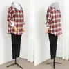 Plus Size 5XL Women Winter Fleece Shirts Colorful Plaid Long Sleeve Ladies Blouse and Hooded Button Cardigan Tops KT74 240112