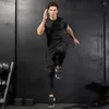 Chemises actives LO hommes serré entraînement Fitness vêtements course à manches courtes sport Amazon élastique séchage rapide T-shirt