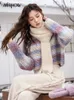 Mishow Women's Tie Dye Gradient Sweater Pullover Crew Neck Kort stickad Autumn Winter Female Clothing Knitwears MXC51Z0313 240113