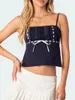 Débardeurs pour femmes Femmes Été Crop Cami Top Y2k À Lacets Spaghetti Sangle Débardeurs Sans Manches Camisole Dos Nu Gilet Streetwear