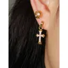 Designerörhängen för kvinnor Ch Chromes Cross Jewerlry Trendy Fashionable Hip-Hop med guldpläterad diamant Sparkling Blue Heart Ear Ring Girl EarDrop Earstud Q0oy