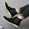 Zapatos unsex para hombre, zapatos clásicos de otoño e invierno para hombre, zapatos británicos de cuero que combinan con todo, botas Chelsea de moda, zapatos informales de marca