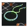 Handmade Frisado Fios Pulseiras Turquia Azul Evil Eye Charme Pulseira Para As Mulheres Trançado Corda Corda Fatima Beads Cadeia Bangle Drop De Otx5S