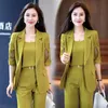 Autumn Vintage Hollow Short Sleeve Jacket With Tank Top Casual Pants Three Piece Elegant Women's Pants Suit Office Set 240115