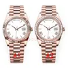 DAY DATE Montre pour homme Montres-bracelets en diamant Or rose 40 mm Montres mécaniques automatiques 904L Montre pour femme 36 mm Lunette en acier inoxydable étanche Lumineux