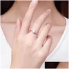 Classic Designer Six-Prong Mossan Diamond Ring For Women D Color S925 Sterling Sier Wedding Anniversary Gift Drop Delivery Dhbem