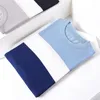 Men's T Shirts Summer Luxury Lyocell Business Fashion Round Neck Striped Design Color Matching Mulberry Silk Short-sleeved T-shirt M-4XL