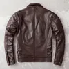 .Wholesales Mens casual black genuine leather jacket.slim style business cowhide coat.plus father's leather cloth 240112