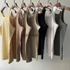 Kvinnors tankar Camis Summer New Women Cotton Tank Topps Topps ärmlös tråd Solid färg All-Match Slim Ladies Vestephemeralew