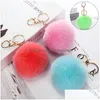 Portachiavi Fluffy Pom Morbido finto Rex Coniglio Palla di pelo Portachiavi per auto Pompon P Portachiavi Portachiavi Borsa da donna Ciondolo Gioielli Drop Deliver Dhr5J