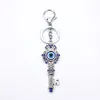 Nyckelringar Fashion Crystal Key Ring Evil Eye Eye Jewelry Metal Antik hängande skydd Religion Keychain