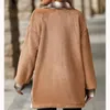 Mode féminine simple boutonnage revers pardessus automne hiver mi-longueur Plaid peluche veste loisirs à manches longues vêtements d'extérieur S-2Xl 240112