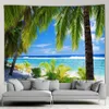 Wandteppich am Meer, Landschaft, Outdoor-Poster, Strand, Hawaii, Kokospalmen, Insel, schlichter, moderner Stil, Wandbehang, Naturwandbild, Leinwand 240113