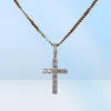 Iced Out Zircon Cross Pendant med 4mm Tennis Chain Necklace Set Men039S Hip Hop Jewelry Gold Silver CZ Pendant Necklace Set2950093