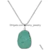 Ретро Рейки Этнический зеленый бирюзовый кулон ожерелья винтажный рок большой размер минеральное колье-цепочка для прямой доставки Dhuuk