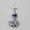 Nyckelringar Fashion Crystal Key Ring Evil Eye Eye Jewelry Metal Antik hängande skydd Religion Keychain