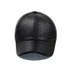 Cappellini da baseball Pu Tinta unita Versione coreana Ombra Berretto da baseball da uomo per esterno Autunno Modello in pelle di serpente Protezione solare da donna Cappello da papà Snapback