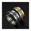 8Mm Spinner Punk Ring Stainless Steel Fidget Anxiety Rings For Men Black/Blue/Sier/Gold Drop Delivery Otfc4