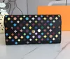 enveloppe de luxe sac à main hommes femmes embrayage en cuir haute qualité multicolore fleur lettre porte-monnaie hommes porte-cartes boîte d'origine sac à poussière