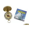 Portable Brass Pocket Compass Sports Cam Hiking Fluorescence Navigation Tools Drop Delivery
