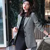 Yibaka Plaid Single Button Blazers for Women Office Ladies Casual Wid Down Collar Jacket Fashion Long Sleeve Slim Coats 240113