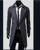 Men's Trench Coats Autumn Winter Double Breasted Wool Warm Windbreaker Fashion Mid Length Slim Fit Casual Jacket Coat