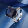 Cluster Ringen Vinregem 14 16 MM Lab Gemaakt Sapphire Ruby Edelsteen Vintage Verstelbare Open Ring Voor Vrouwen Luxe Fijne Sieraden