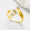 Bague complète en or jaune 4 pierres avec certificat réel pour femmes, bijoux de mariage de haute qualité, testeur de diamants, vente 240112