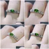 Cluster Rings 925 Sterling Sier Approx4 6Mm Akac Natural Diopside Adjustable Ring Drop Delivery Jewelry Dhfme