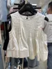 Bluzki damskie czołgi camis letnia biała lalka O plisowane koszule luźne bez rękawów blusas mujer koreańskie eleganckie szorstkie koszulki