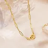 Colares de pingente ins colar de aço inoxidável banhado a ouro clipe de papel corrente hip-hop estilo acessórios para mulheres