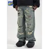 Herrgata slitage breda ben jeans hip hop y2k jeans herr streetwear rak tvättad retro överdimensionerade casual denim byxor 240112