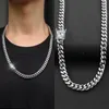 Designer halsband hänge halsband färskt artikel 12mm svart moissanit isad ut kubansk länkkedja hiphop fina smycken sterling silver kubansk halsband