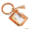 PU Leather Card Bag keychains bracelet bracelet keychain wallet with tassels string bangle bangle key ring aristle wristlet drop drop drop dring dhnrw