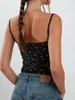 Kvinnors tankar Kvinnor Crop Fitted Camisole Floral Print Spaghetti Strap Tank Tops för Summer Streetwear Clubwear