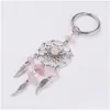 Dreamcatcher Charms Key Rings Chakra Crystal Gravel Chip Stone Beads Chain Agate Jade Bag Acc Drop Delivery Dhyna