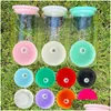 Drinkware Lid Replaced Colored Plastic Lids For 16Oz Glass Tumbler Blank Clear Frosted Mason Jar Libby Can Cooler Cola Beer Food Cans Otqf8