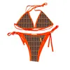 Costume da bagno bikini sexy da donna con stampa di lettere Biquinis per le vacanze estive Costume da bagno per feste in piscina di compleanno Costume da bagno con reggiseno imbottito push-up