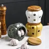 Biały ceramiczny słoik z czosnkiem z pokrywką Znakomite puste miejsce do przechowywania czosnek Ginger Jar Candle Apszade Household Box 240113