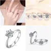 Designer clássico seis-prong mossan anel de diamante para mulheres d cor s925 sterling sier presente de aniversário de casamento drop entrega dhbem