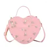 Sacs de soirée 2024 Été Sac à main en forme de coeur Qualité PU Cuir Femme Designer Dentelle Fleur Fourre-tout Sac à bandoulière