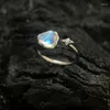 Cluster Rings Fantasy Moonlight Crystal Heart Shaped Love Ring Creativity 2024 Autumn/Winter Sparkling Stars 925 Silver Jewelry KOFSAC