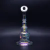 Bong en verre de conception de gâteau de 9 pouces couleur métallique conduite d'eau en verre teinté dab rigs nouveau recycleur de cadeau à vendre LL BJ