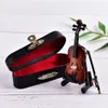 Mini violon avec Support, Collection d'instruments de musique miniatures en bois, ornements décoratifs, jouets 240112