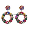 Colorf Fl Strass Fleur Déclaration Ronde Goutte Dangle Boucles D'oreilles Femmes Haute Qualité Cristal Bijoux Accessoires Livraison Directe Dhg91