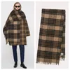 Vinterkashmir Totem* Beige Kontrollera Plaid Scarf Wool Woven Men Shawl Fashion Luxury Women Pashmina Wrap 240112