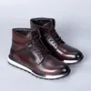 Stivali da uomo in vera pelle alla caviglia autunno inverno scarpe da uomo moda sneakers da uomo casual urbane in pelle di vacchetta di grandi dimensioni